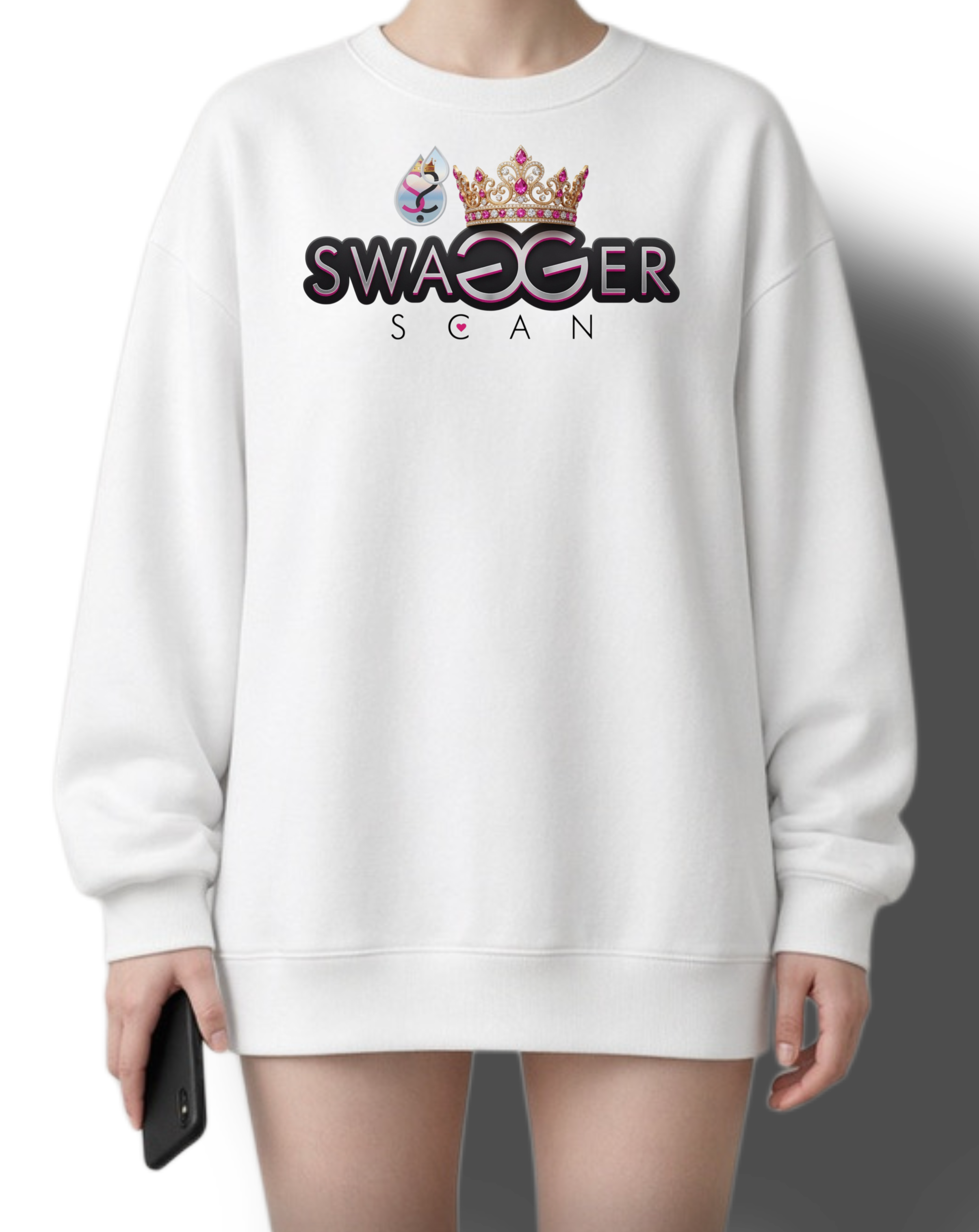 Official swaGGerscan white crewneck, front