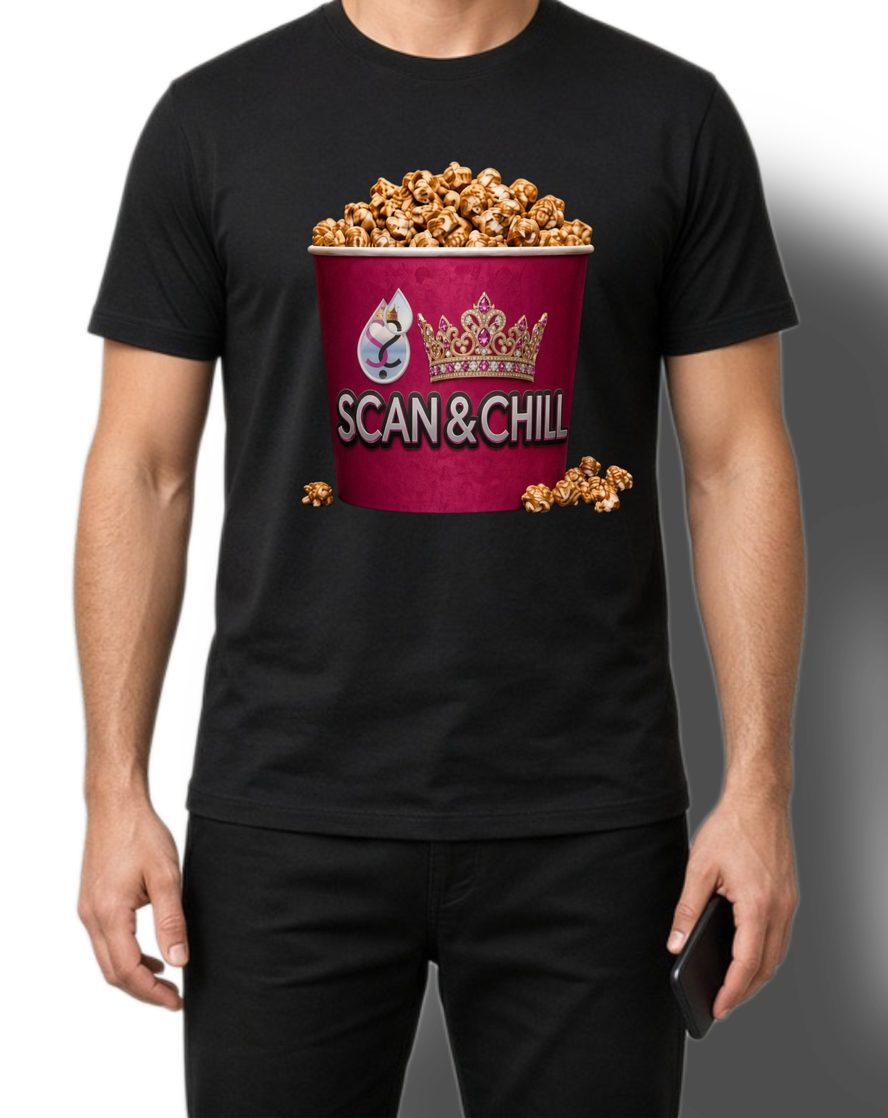 Scan & Chill tee, black, front